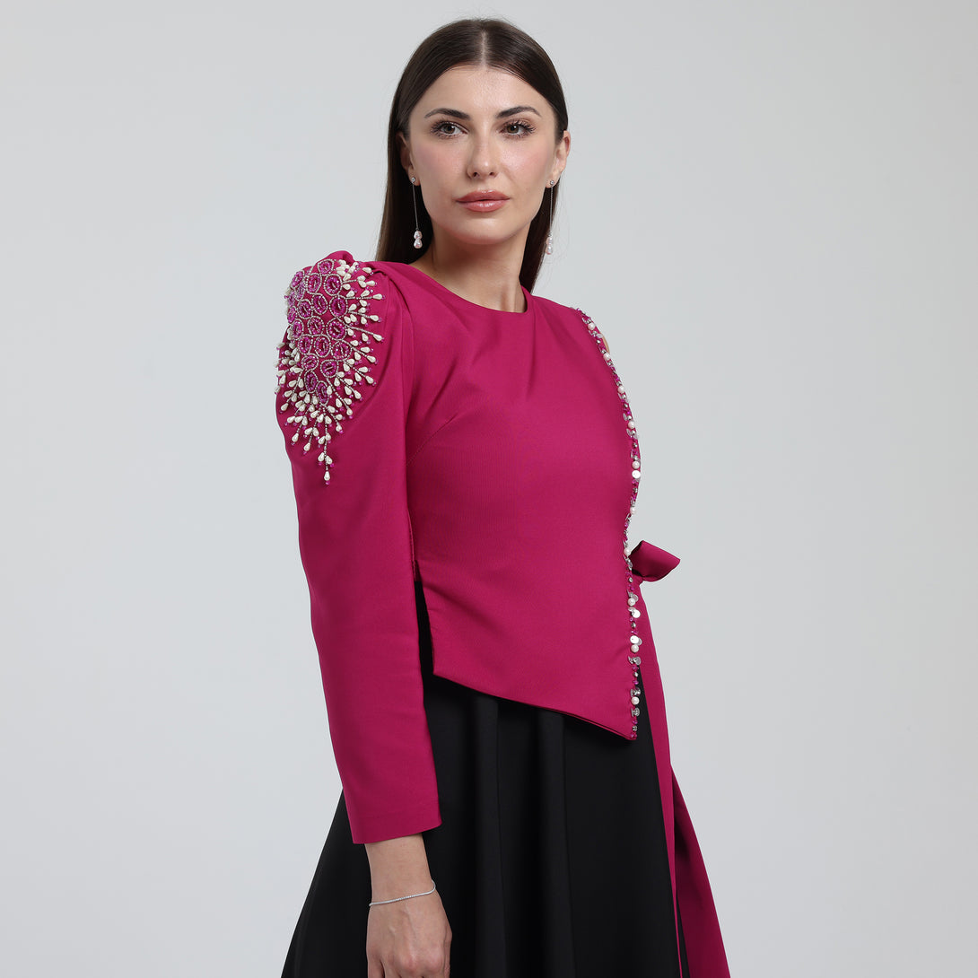 فستان بكم واحد مزين بشك - Rosemet