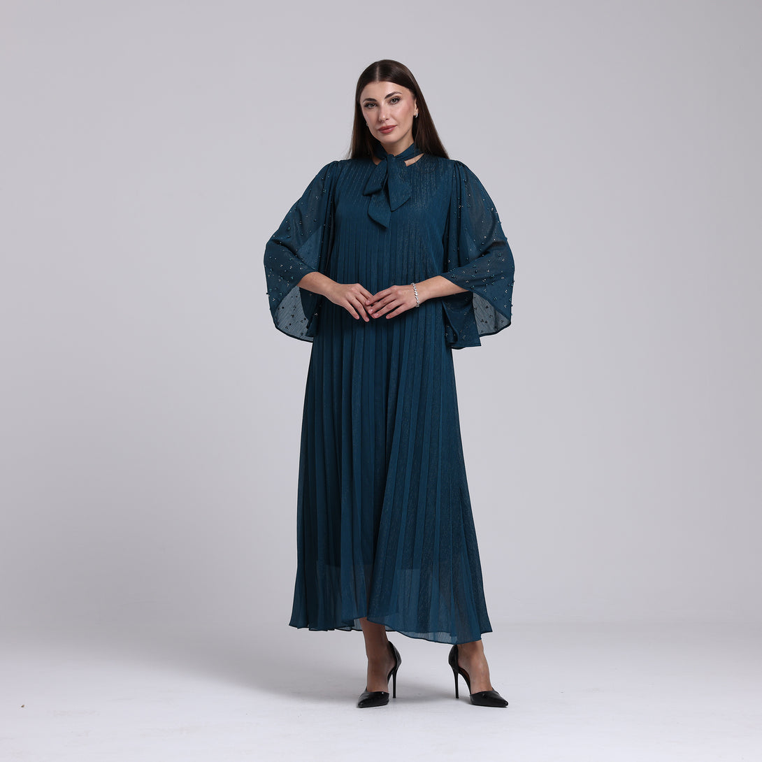 فستان بليسية مزين بللولو - Rosemet