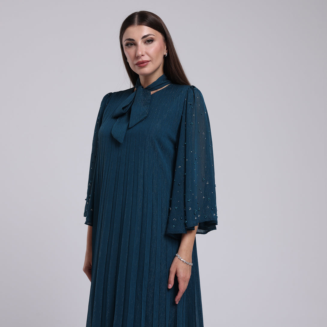 فستان بليسية مزين بللولو - Rosemet