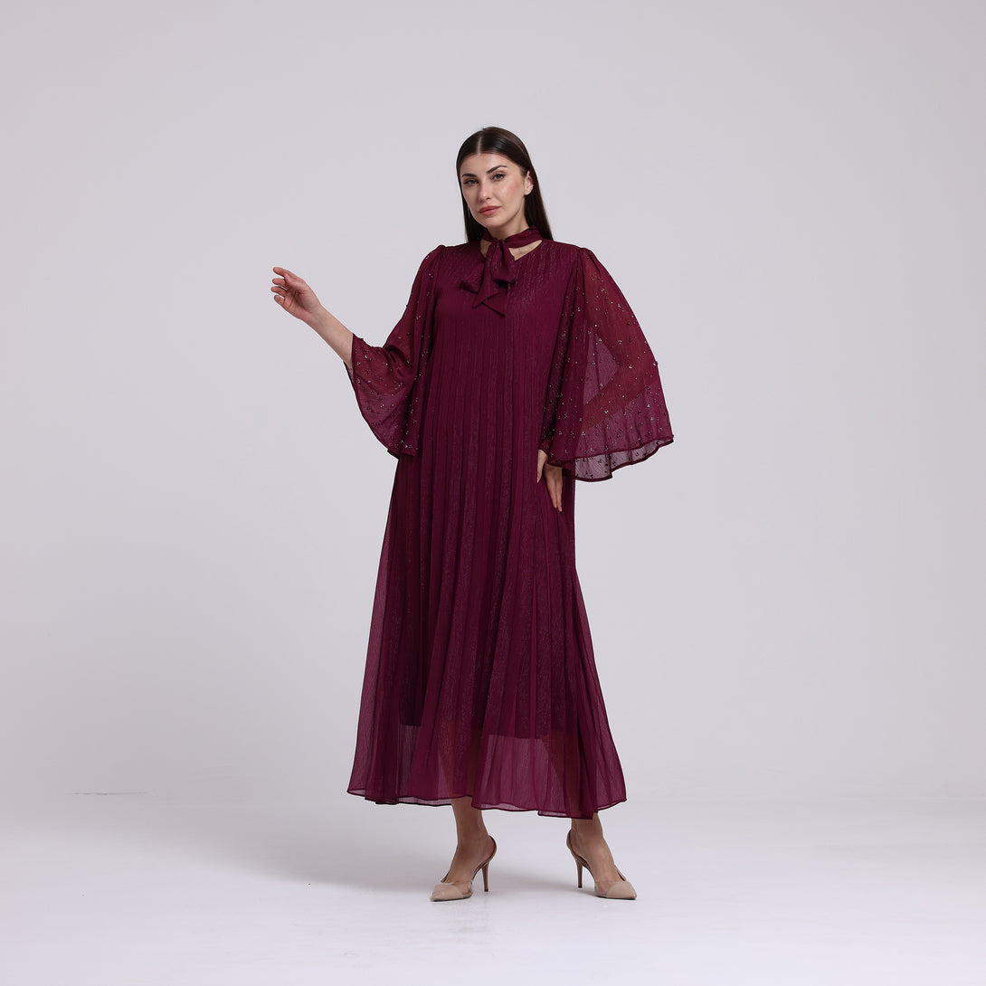 فستان بليسية مزين بللولو - Rosemet