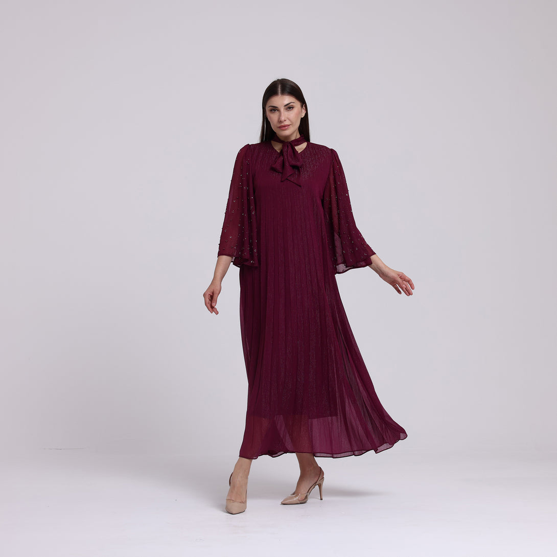فستان بليسية مزين بللولو - Rosemet