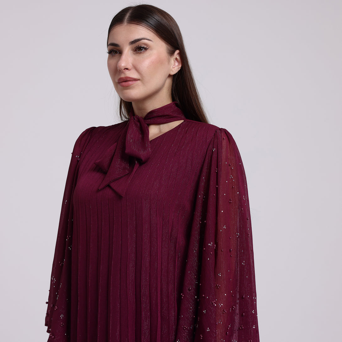 فستان بليسية مزين بللولو - Rosemet
