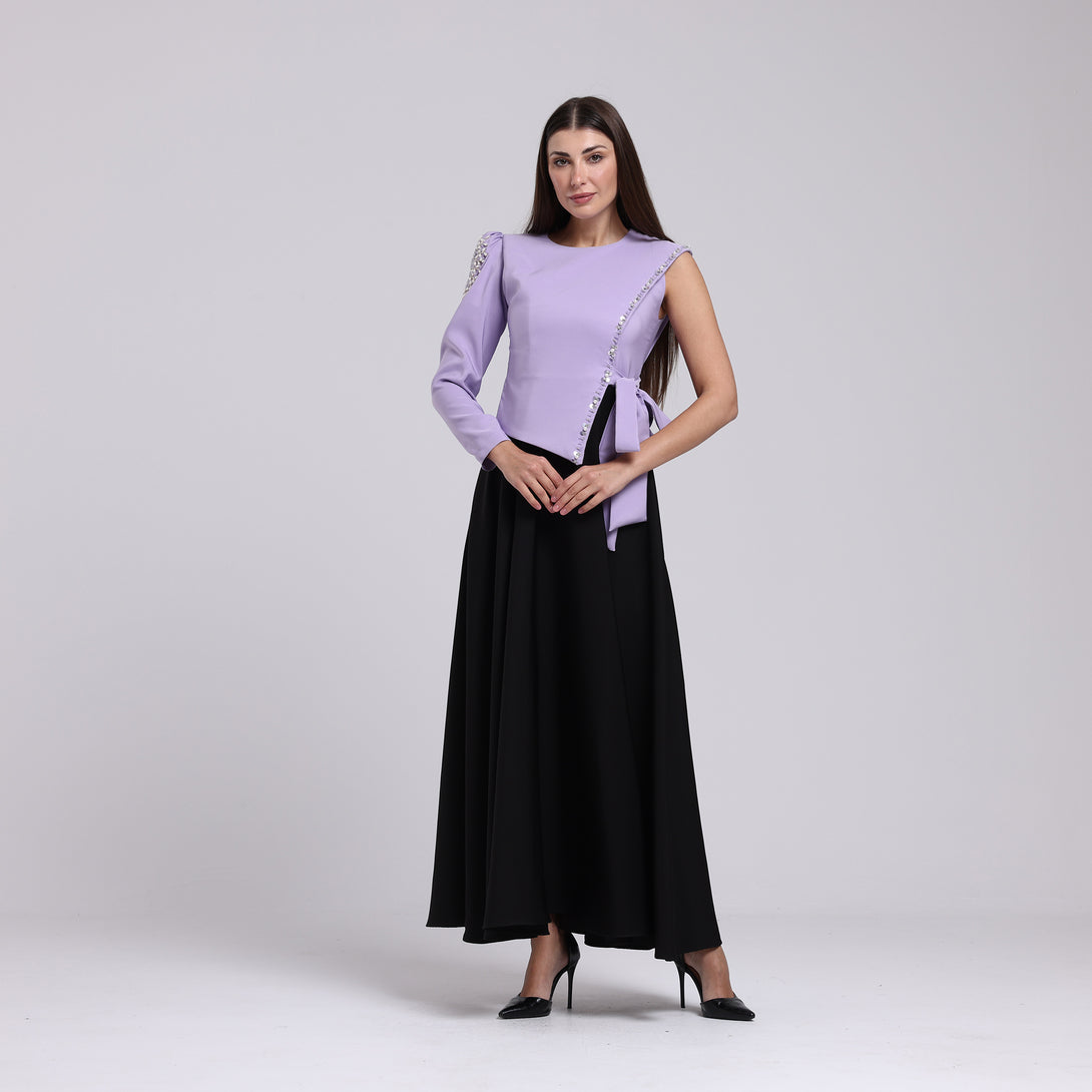 فستان بكم واحد مزين بشك - Rosemet