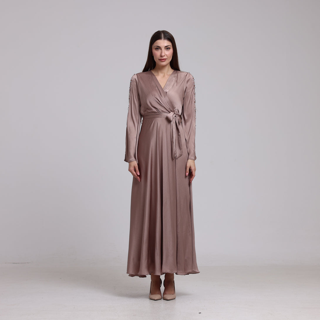 فستان حرير مزين بترتر - Rosemet