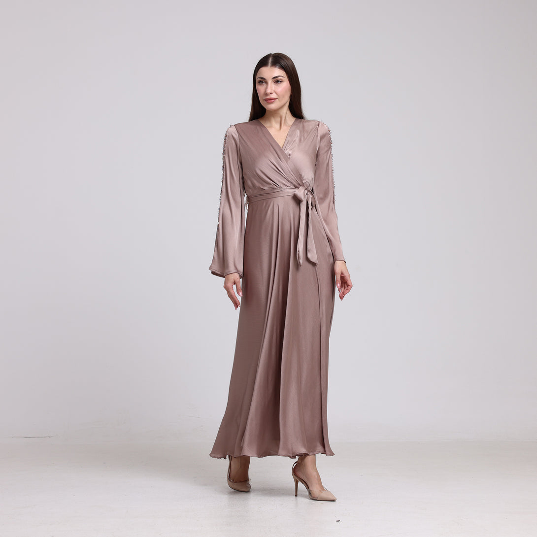 فستان حرير مزين بترتر - Rosemet