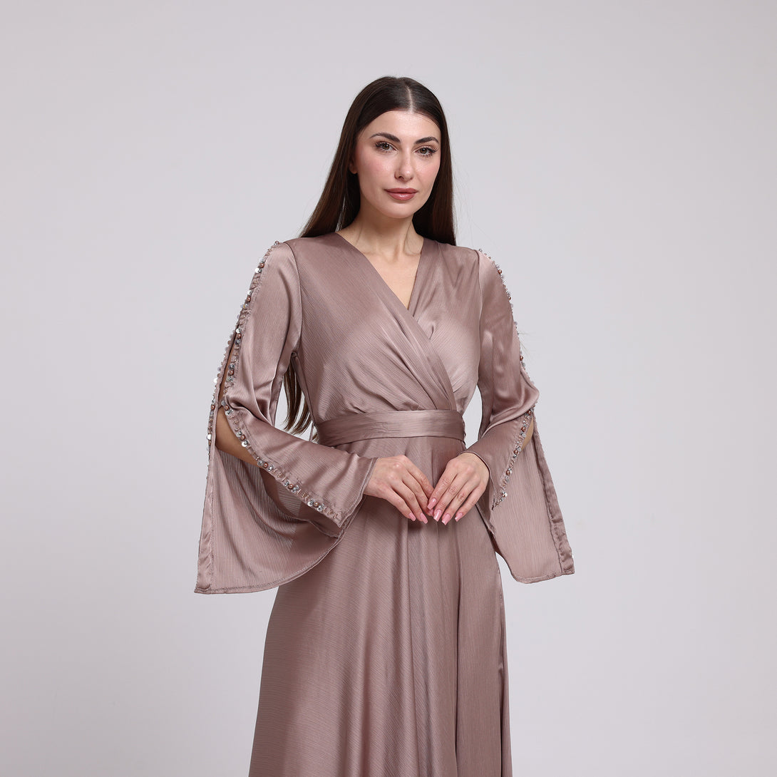 فستان حرير مزين بترتر - Rosemet